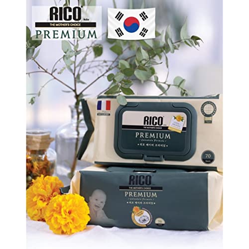 RICO Baby Premium SKIN_CLEANING_WIPE HANUL Co., ltd RICO Baby Deutschland Germany Korean wet wipes are made with thick, large sheets infused with French Aqua Gel and 8 herbs, plus Soothing Calendula, the gentle yet effective cleansing and leaving the skin